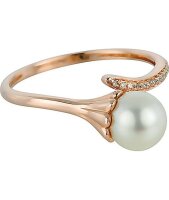 Luna Creation Ring 585/-Rotgold Perle Diamanten 0.03ct...