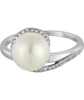 Luna Creation Ring 585/-Weißgold Perle Diamanten...